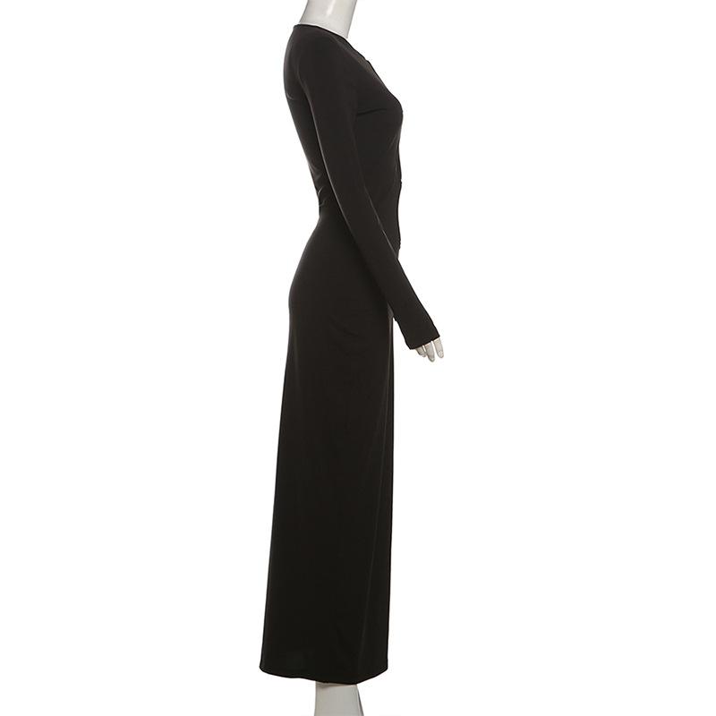 Long sleeve hollow out maxi dress