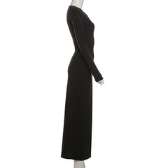Long sleeve hollow out maxi dress