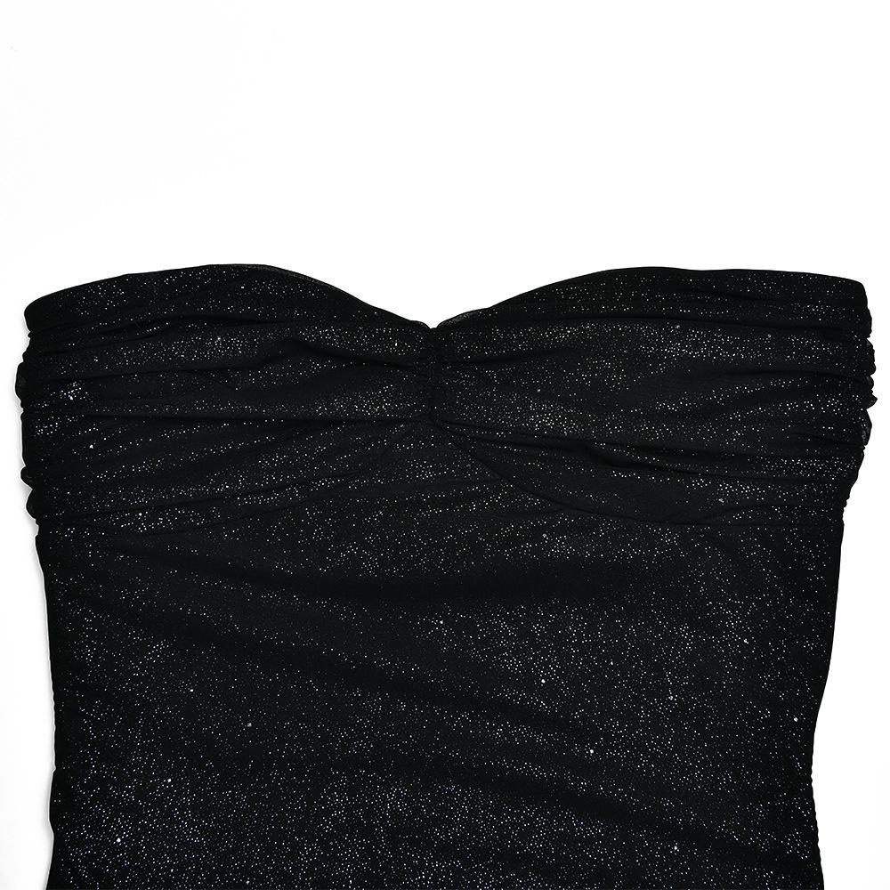 Sweetheart neck glitter ruched 2 piece tube maxi dress
