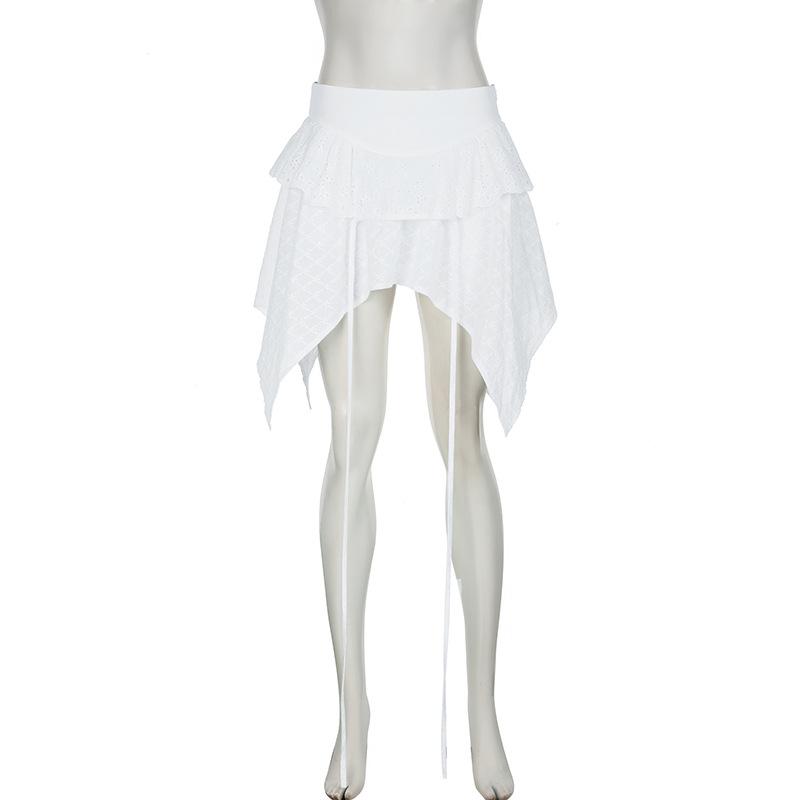 Irregular zip-up A line mini skirt