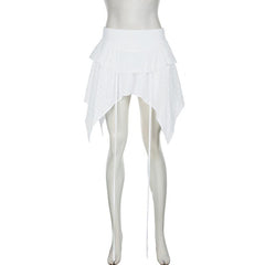 Irregular zip-up A line mini skirt
