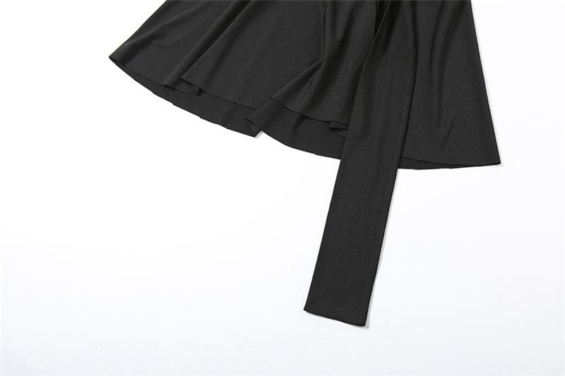 U neck backless o ring solid mini skirt set