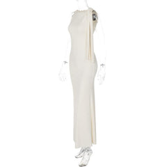 Ruffle irregular ruched 2-way maxi dress