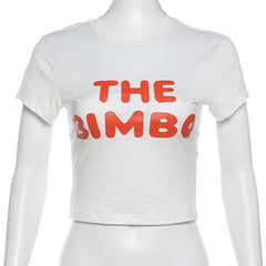 Short sleeve crewneck “THE BIMBOâ€?pattern crop top