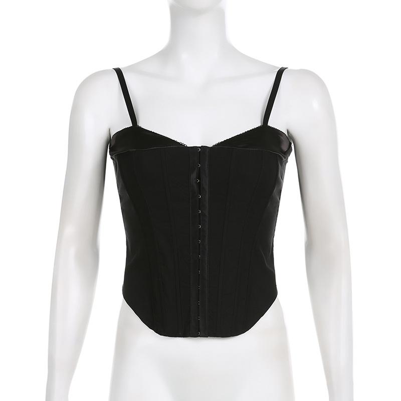 Sweetheart neck corset button cami top