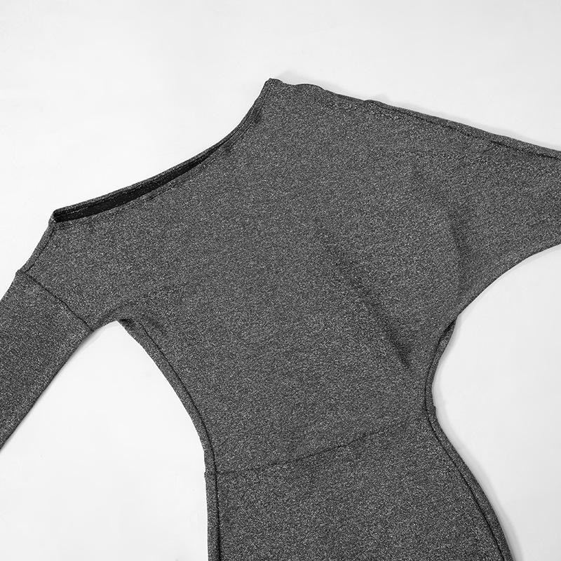 One shoulder long sleeve glitter mini dress