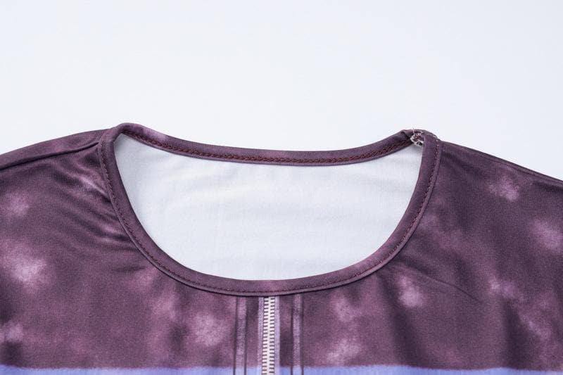Tie dye gloves long sleeve contrast crewneck crop top