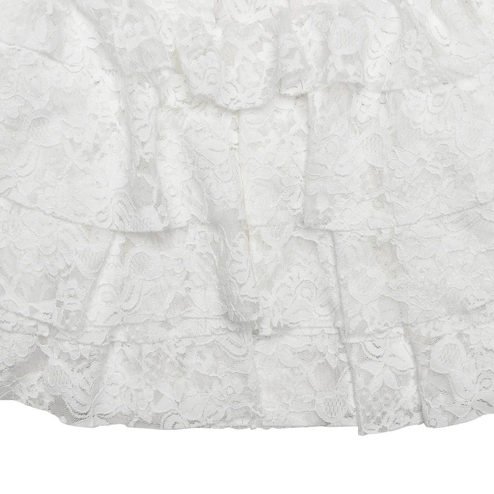 Long sleeve lace hollow out ruffle mini dress