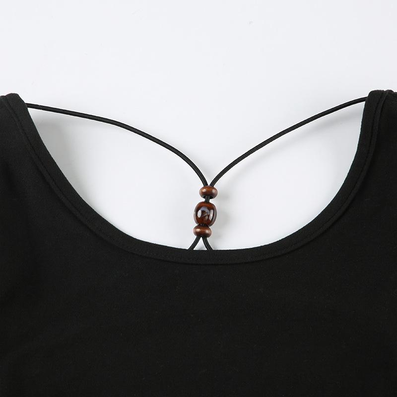 Long sleeve cross back beaded bodysuit