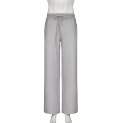 Striped self tie straight leg pant