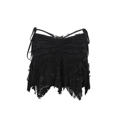 Ruched ripped knotted textured mini skirt