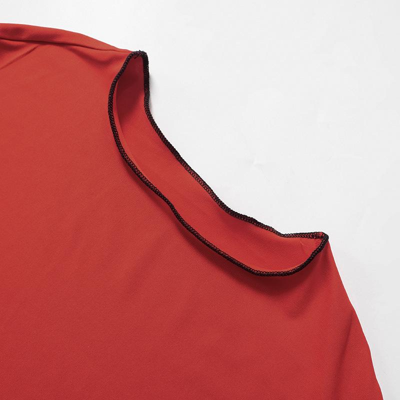 Cap sleeve heart embroidery stitch mini dress  | red tango dress