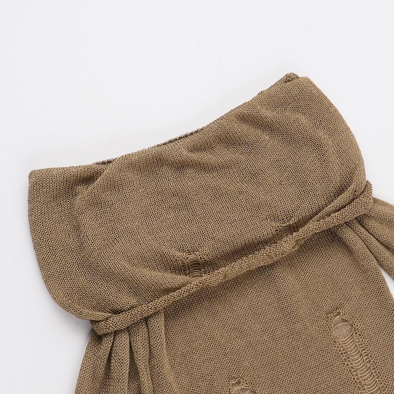Long sleeve off shoulder knitted mini dress