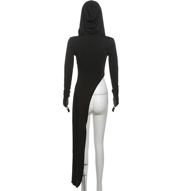 Hoodie long sleeve irregular 2 piece top