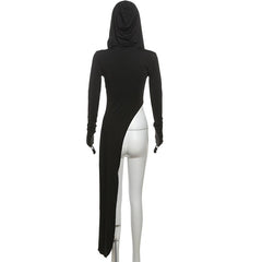 Hoodie long sleeve irregular 2 piece top