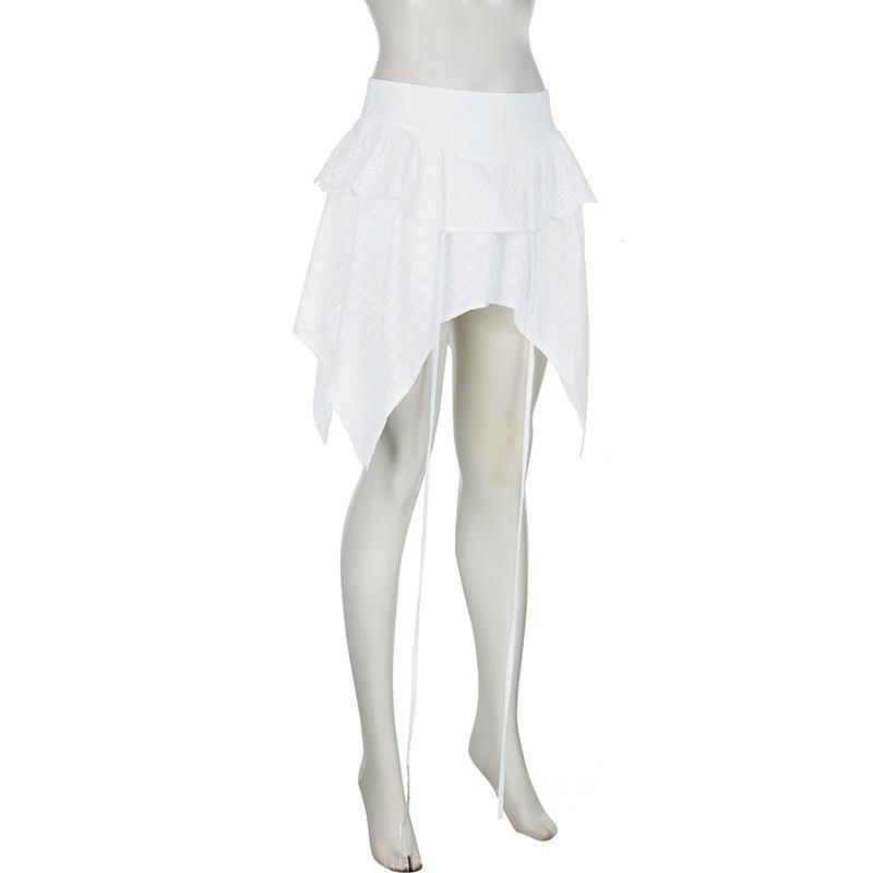 Irregular zip-up A line mini skirt