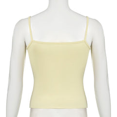 U neck lace hem flower applique cami top
