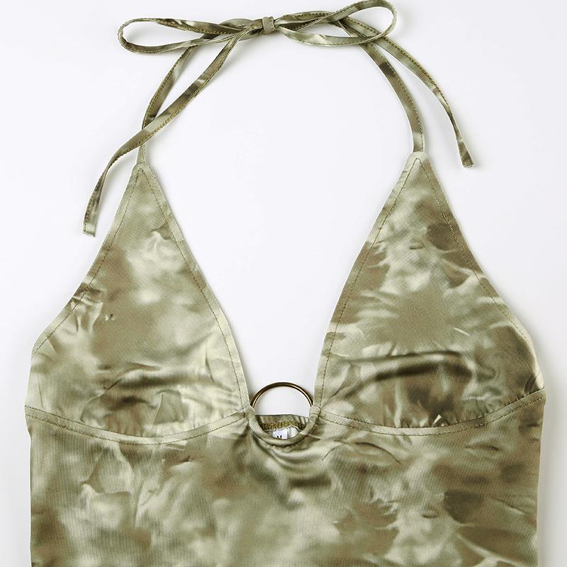Halter v neck tie dye o ring top