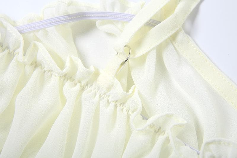 Ruffle ruched solid cami mini skirt set
