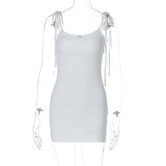 U neck knotted lace cami mini dress