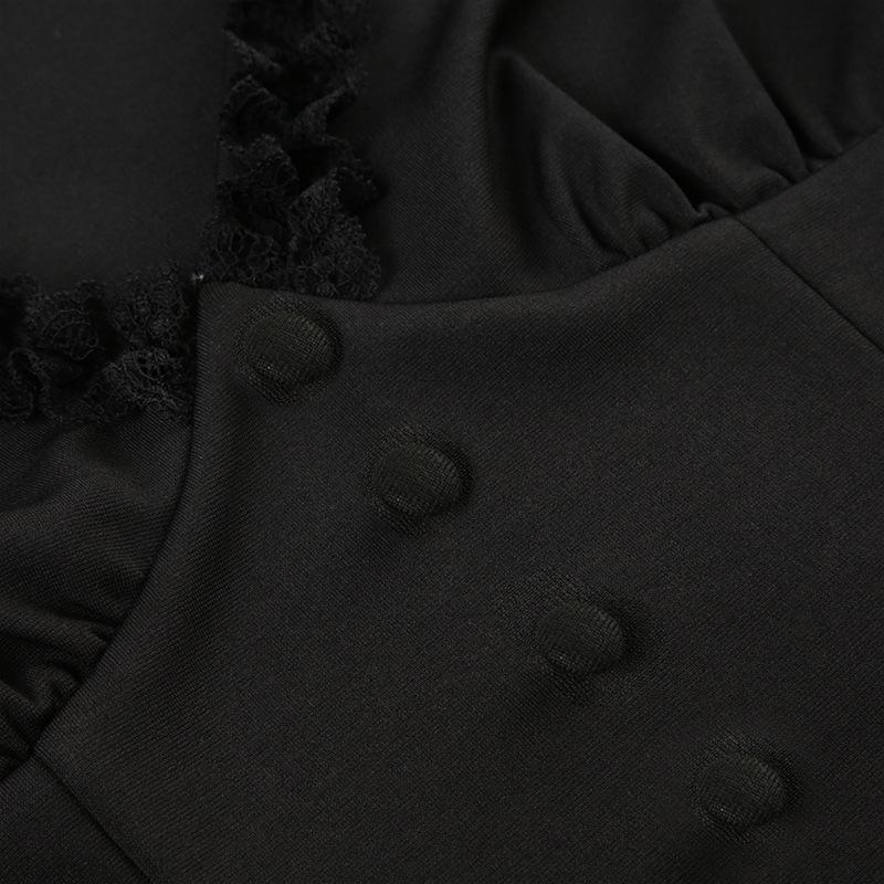 Long sleeve v neck ruffle button top