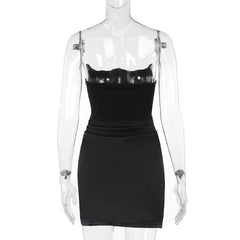 Ruched solid tube backless bustier mini dress