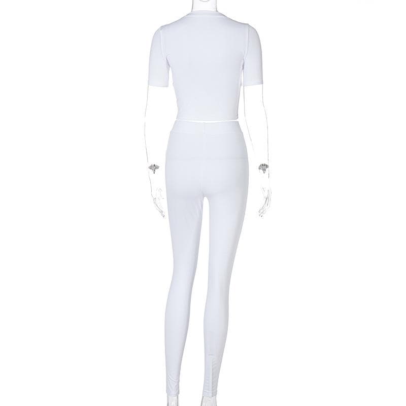 Short sleeve crewneck solid pant set