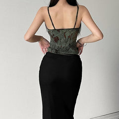Cowl neck beaded velvet backless cami top