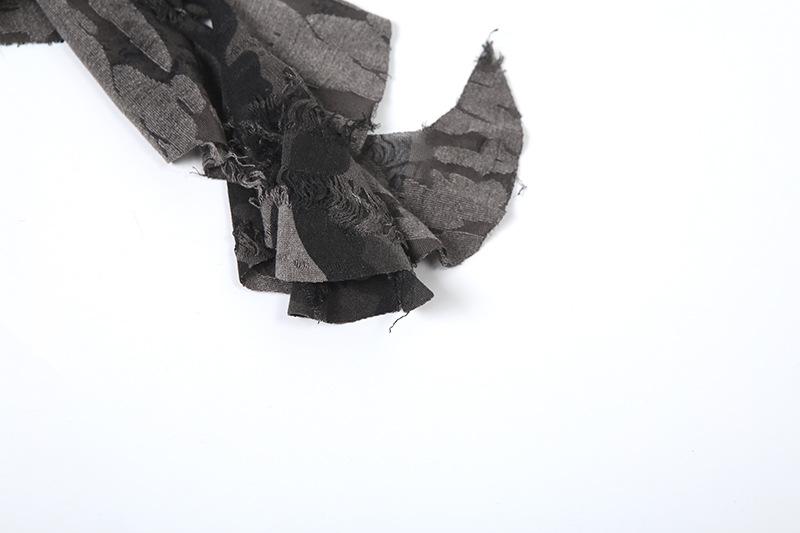 Irregular ruffled sweetheart neck camouflage backless tube top