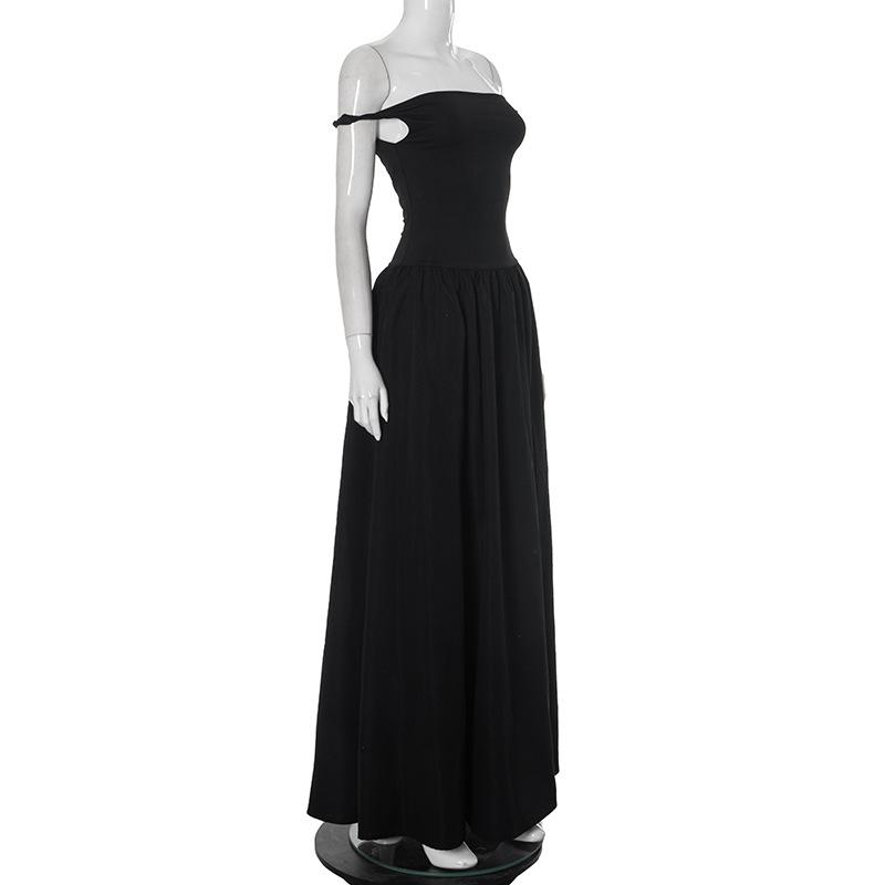 Off shoulder solid backless maxi dress