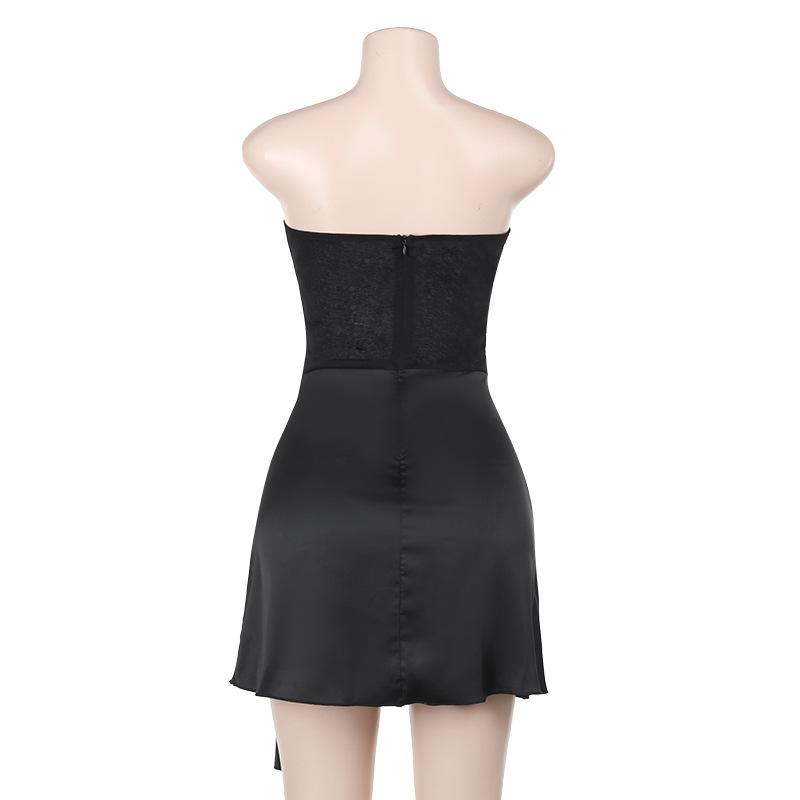 Sweetheart neck bustier metal applique tube mini dress