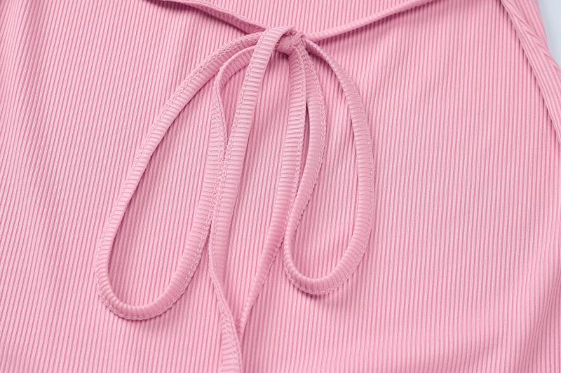 Short sleeve u neck ribbed knotted mini dress