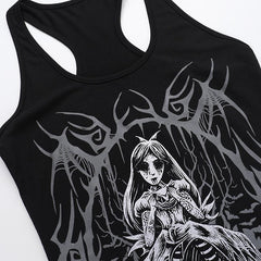 U neck abstract skull pattern tank mini dress