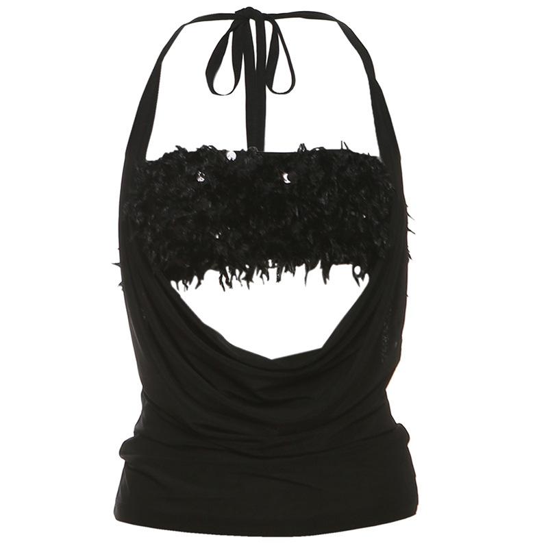 Halter glitter mesh 2 piece top