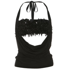 Halter glitter mesh 2 piece top