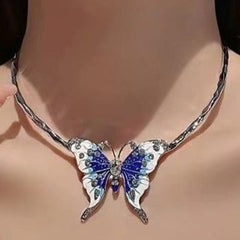 Butterfly rhinestone choker necklace