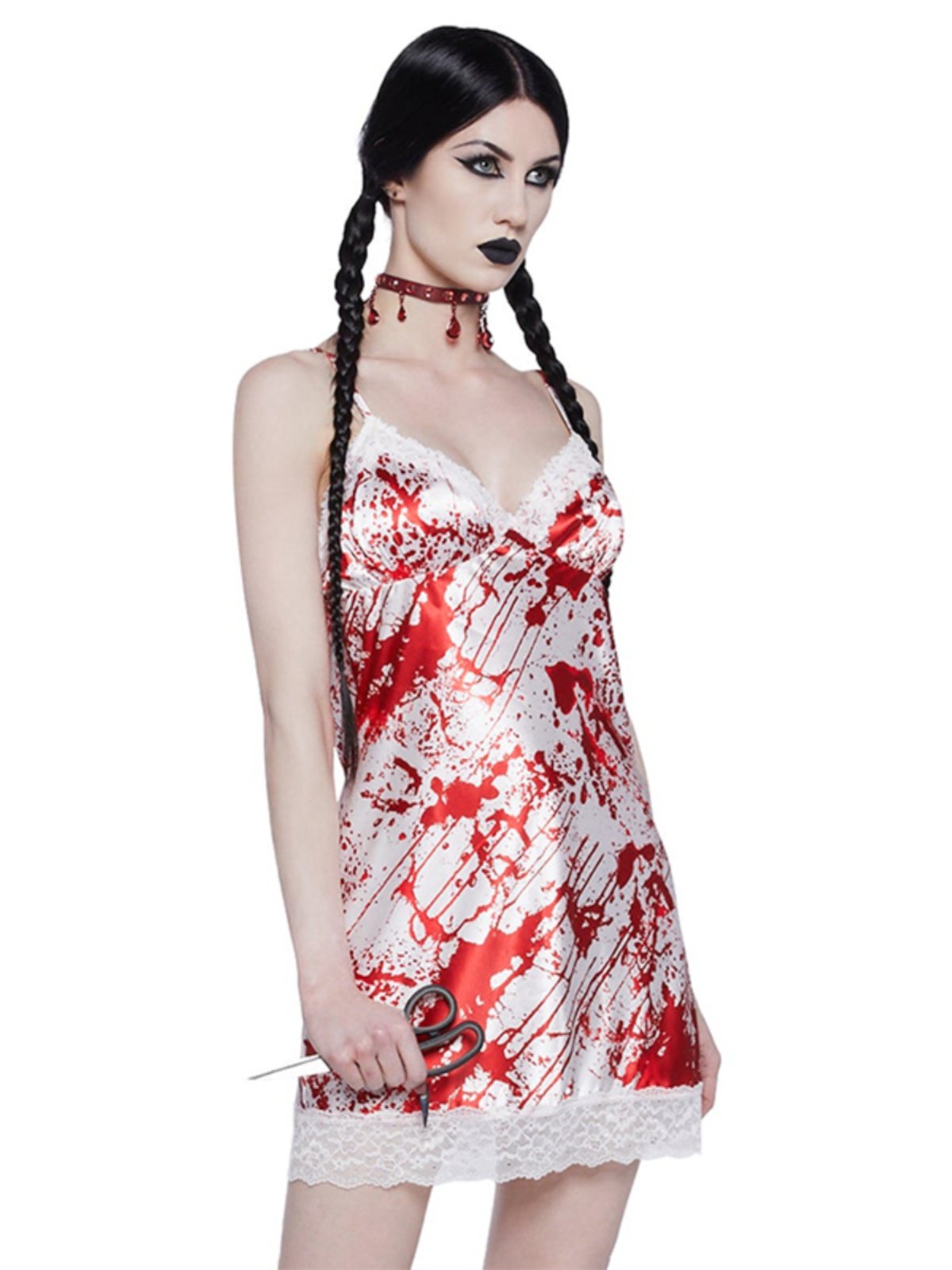 Lace hem print backless cami mini dress  | red tango dress