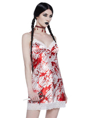 Lace hem print backless cami mini dress  | red tango dress