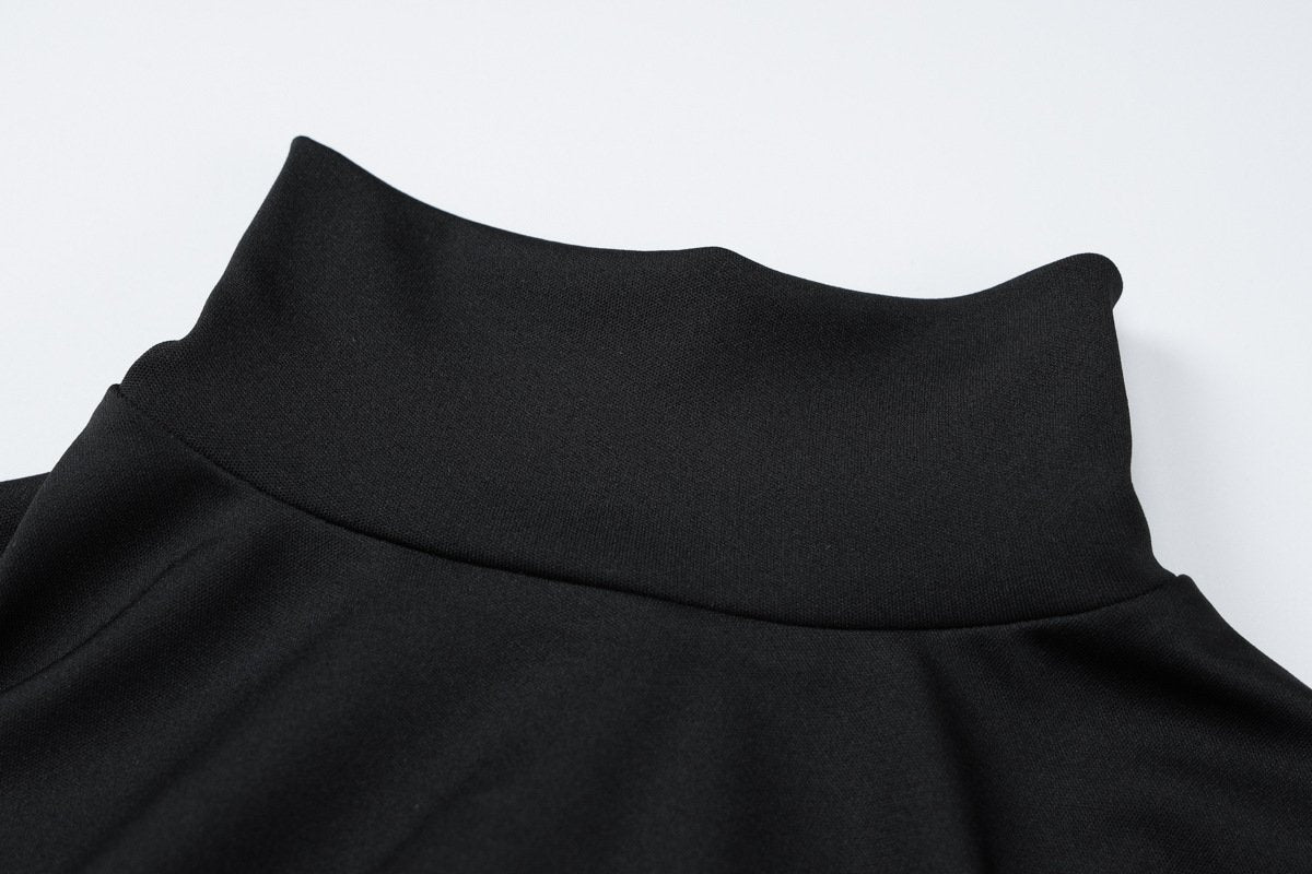 High neck long sleeve ruffle mini dress