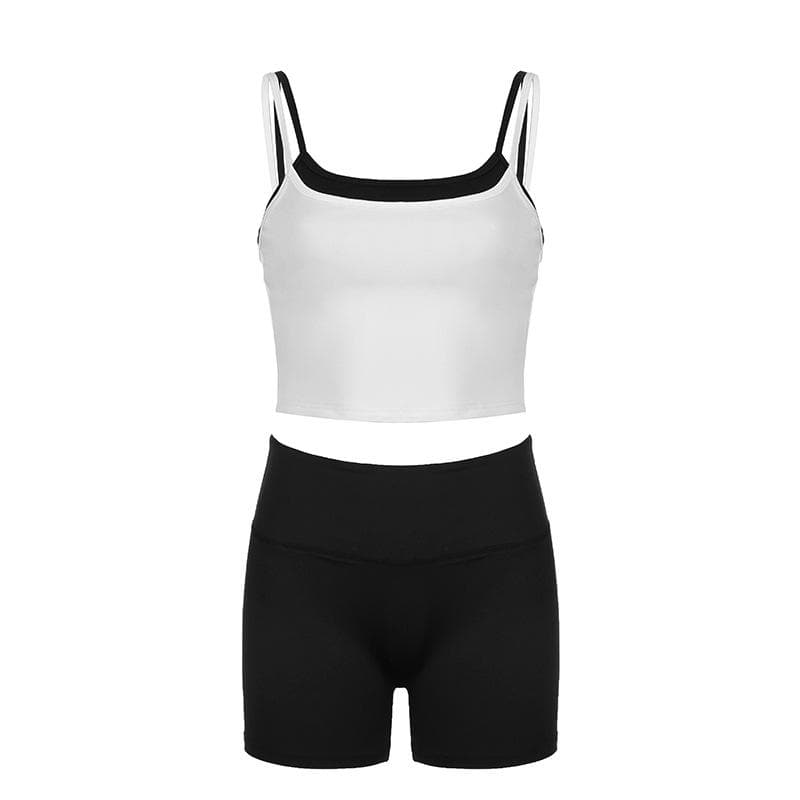 U neck contrast 2 piece cami pant set