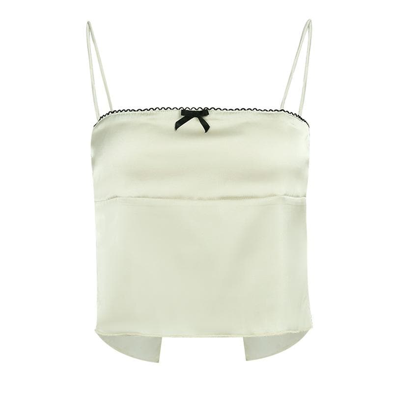 Bowknot ruffle self tie backless cami top