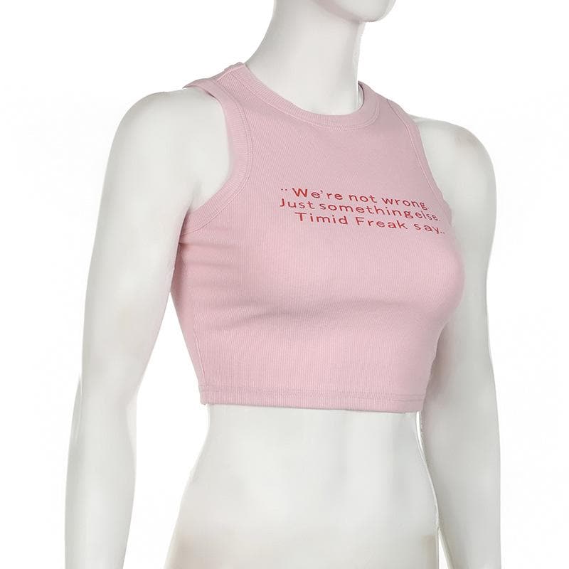 Crewneck letter print stitch tank top