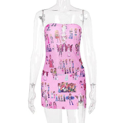 Hollow out bowknot print slit tube cut out mini dress  | red tango dress
