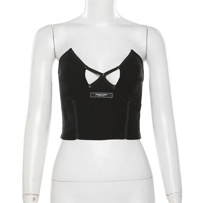 Hollow out stitch backless solid tube top