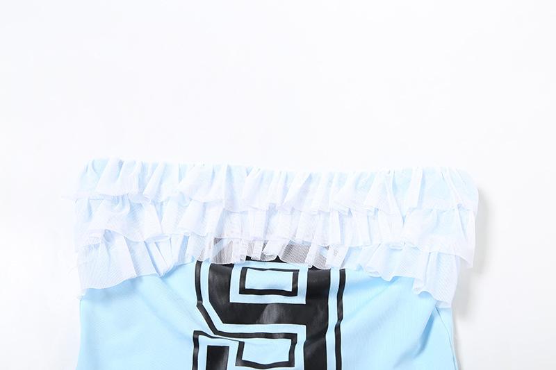 Ruffle â€?â€?pattern backless tube top
