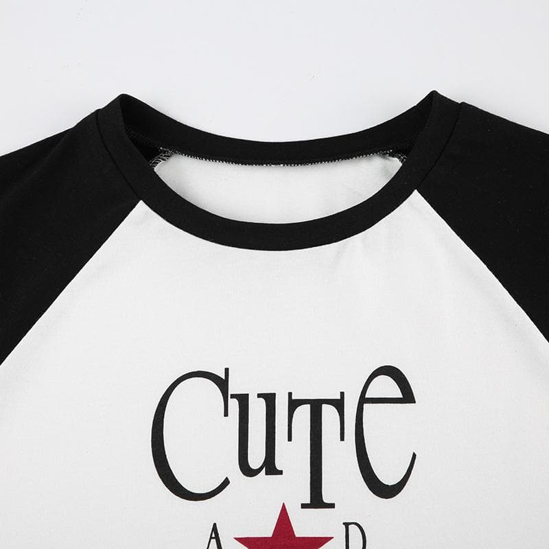 Short sleeve letter print crewneck top