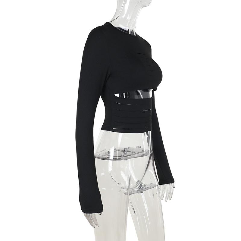 Long sleeve hollow out crop top