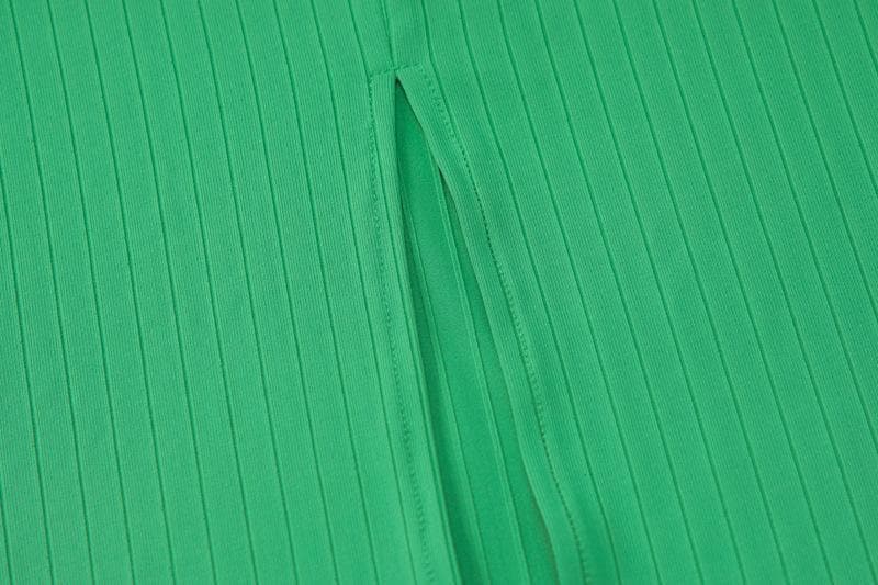 Hollow out V neck ribbed midi dress