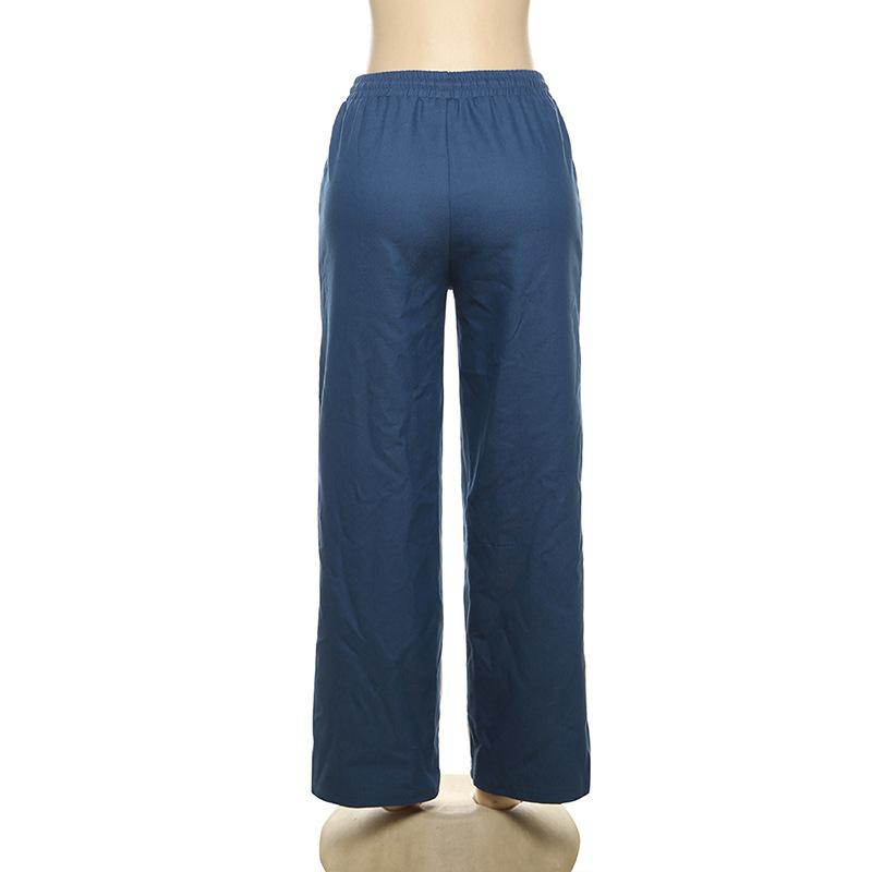 Drawstring medium rise pocket patchwork contrast pant