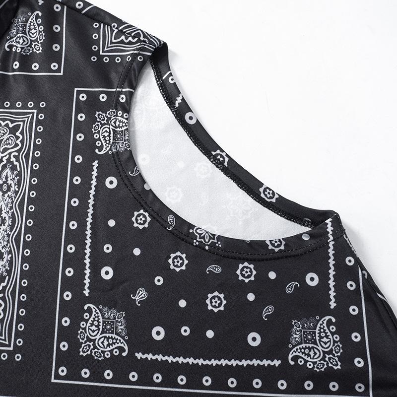 Short sleeve print crewneck midi dress